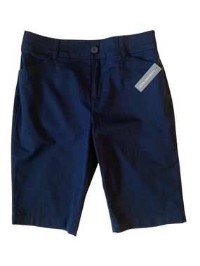 Christopher & Banks Bermuda Shorts Chino Women’s 4 Dark Navy Stretch .